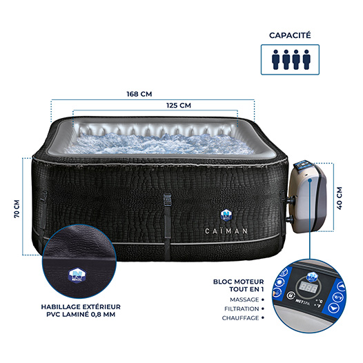 Spa gonflable premium Caïman dimensions