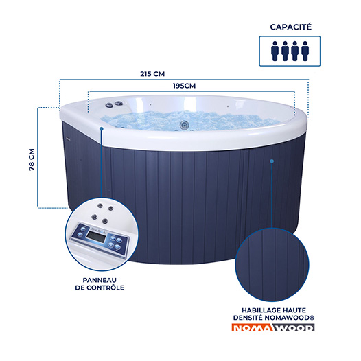 Spa rigide Halfmoon dimensions