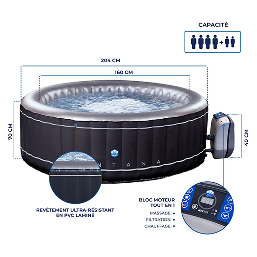 Spa gonflable Montana dimensions