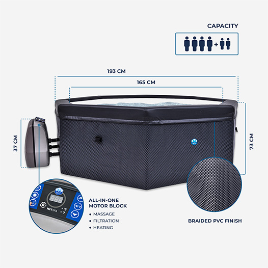 Netspa semi rigid hot tub Octopus dimensions