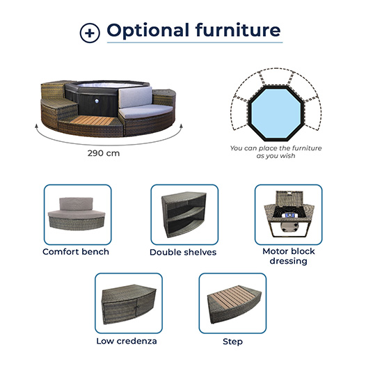 Netspa semi-rigid hot tub Octopus furniture