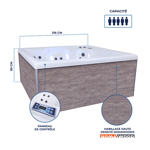 Spa rigide Square dimensions