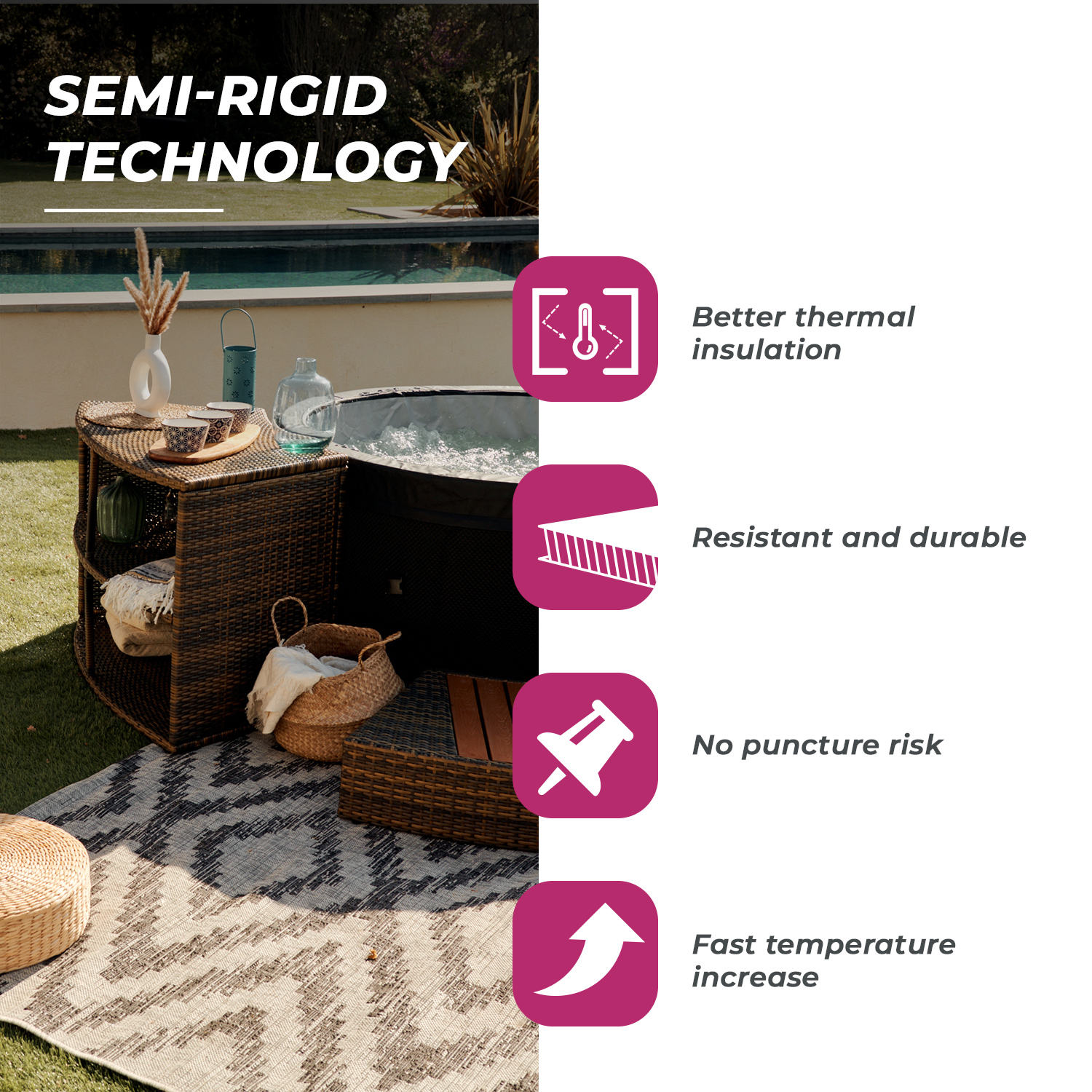 Netspa semi-rigid hot tub Vita characteristics